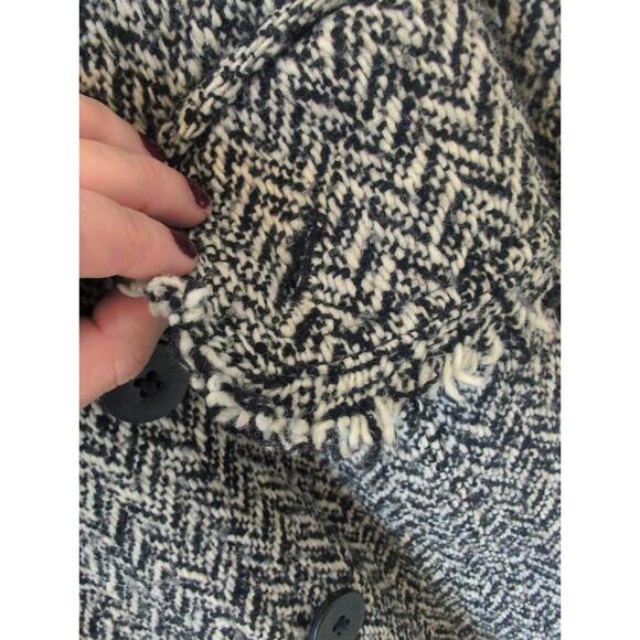 Banana Republic Wool Tweed Herringbone Trench Coat with Frayed Edges Size M - Picture 4 of 5